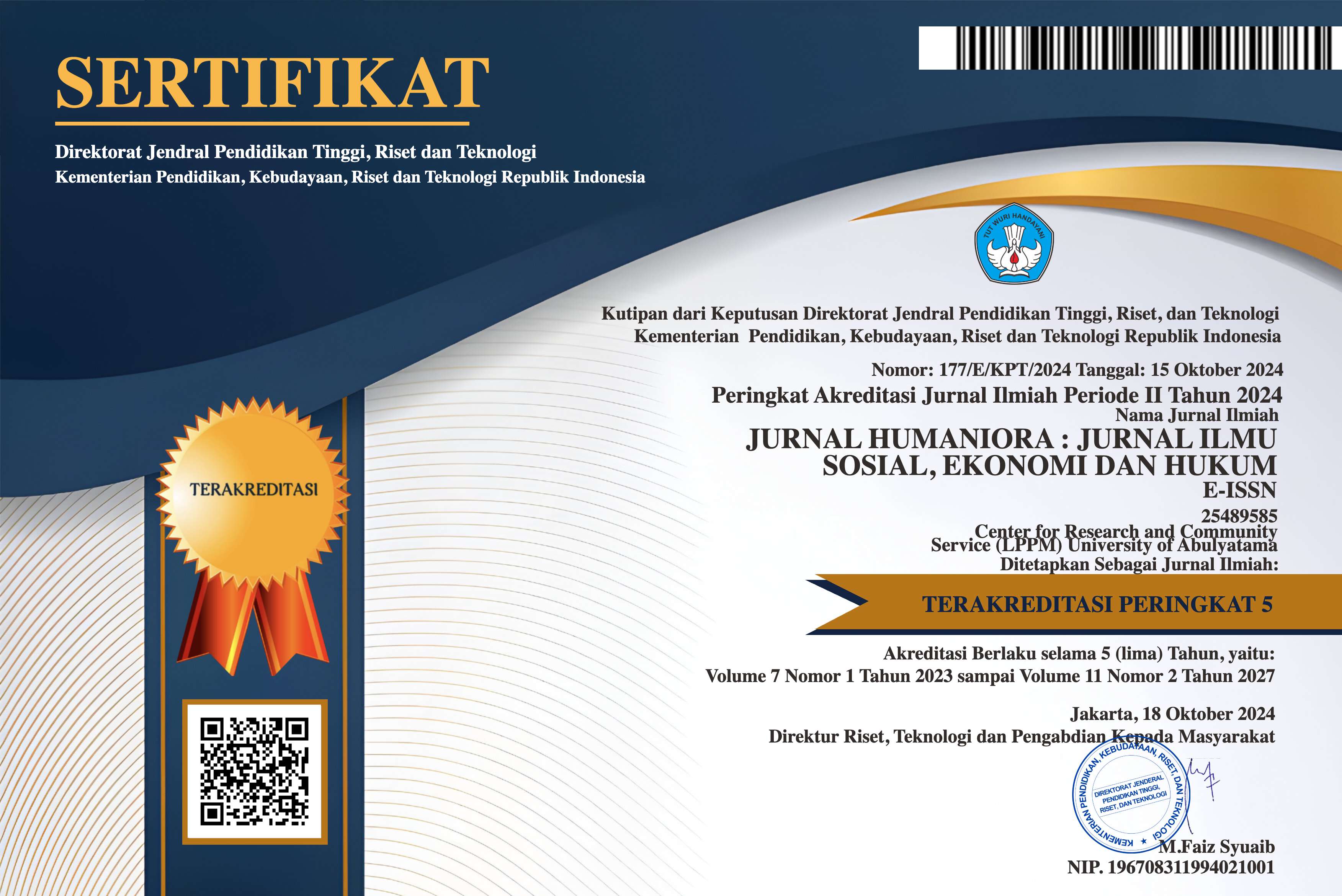 SINTA 5 Accreditation Certificate